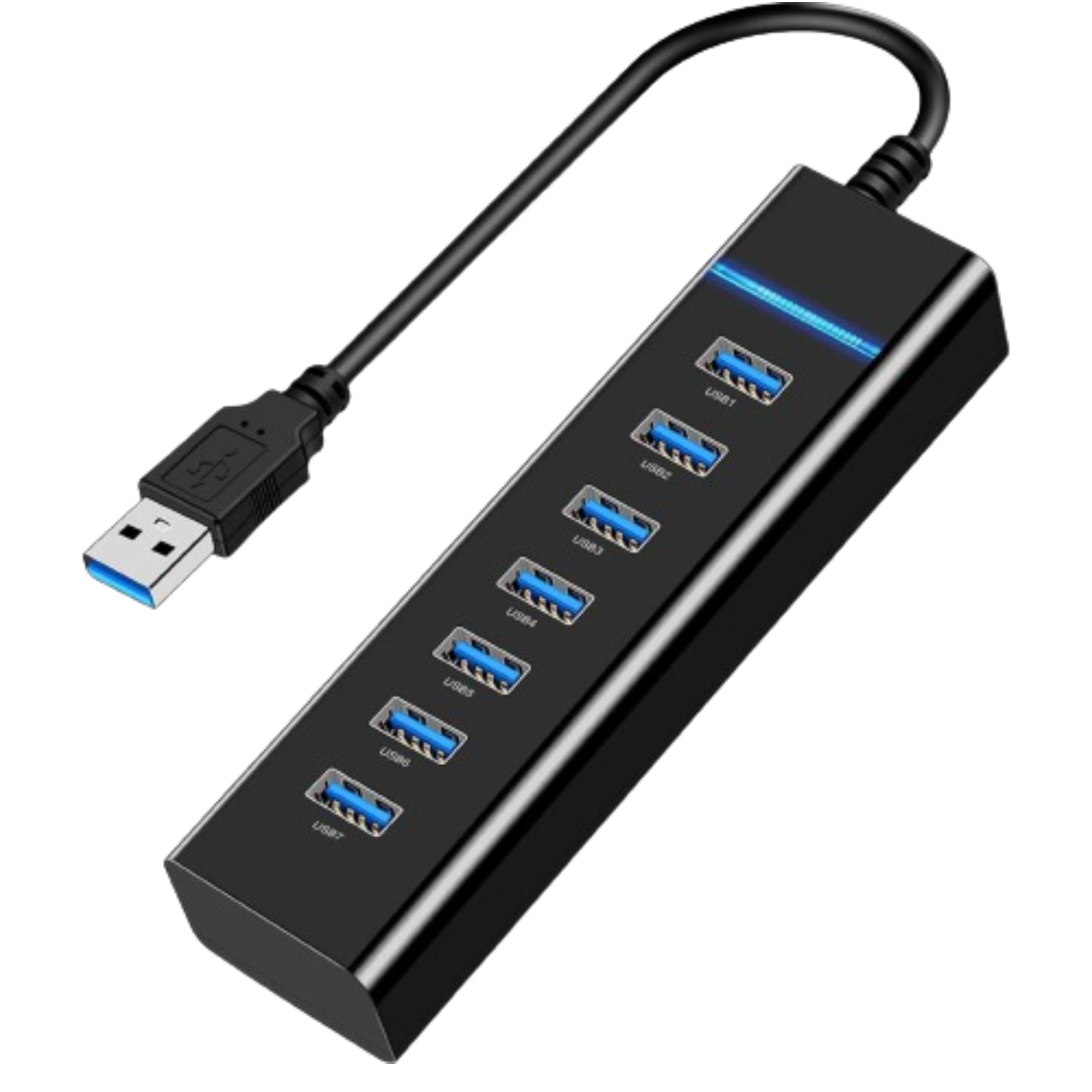 7-Port USB 3.0 Hub - High-Speed with LED Indicator - Compatible with iMac Pro, MacBook Air, Mac Mini/Pro, Surface Pro, PC and Laptop - Portable and Efficient