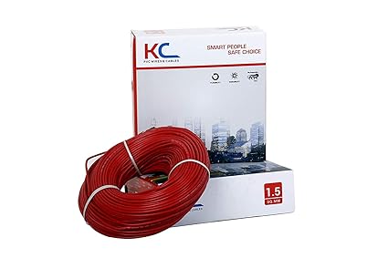 KC Cab PVC Insulated Single Core Flexible Copper Wire 1.5 Sq/mm, 90 m Coil (Red)