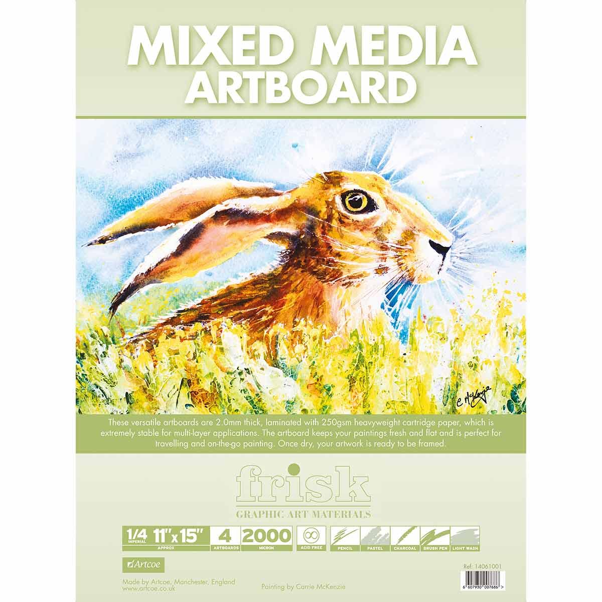 Frisk Mixed Media Artboards, Paper, White, 1/4 Imperial (280 x 380mm)