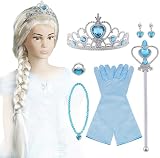 Vicloon 9 Piece Dress Up Set for Kids Princess Tiara Wand Gloves Necklace Ring