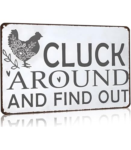 PEACHGARDEN Chicken Coop Tin Sign - 'Cluck Around And Find Out' 8x12 Inch Metal Wall Decor - View #4