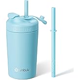 Fimibuke Kids & Toddler Cups, 10 OZ Spill Proof Straw Cups for Toddlers, Leak-Proof Kids Insulated Tumblers with Screw-On Lid & Silicone Straws with Stopper, Stainless Steel Sippy Cup for Girls Boys