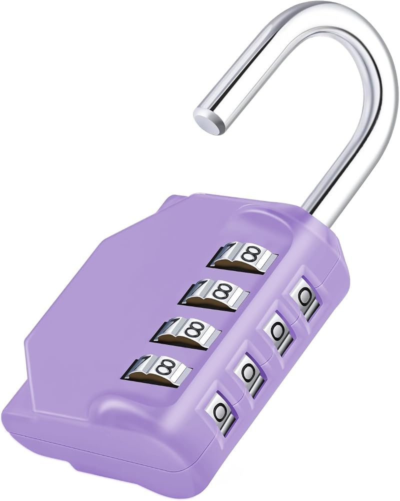 ZHEGE 4 Digit Combination Padlock Purple Weatherproof Locker Lock