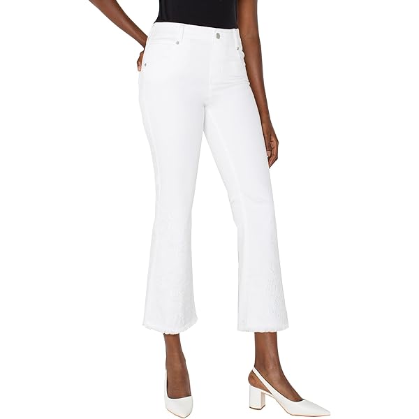 (取寄) リバプールロサンゼルス レディース ギア グライダー クロップ フレア ウィズ フレイ ヘム Liverpool Los Angeles women Gia Glider Crop Flare With Fray Hem Bright White Paisley Liverpool Los Angeles Women's Gia Glider Crop Flare with Fray Hem