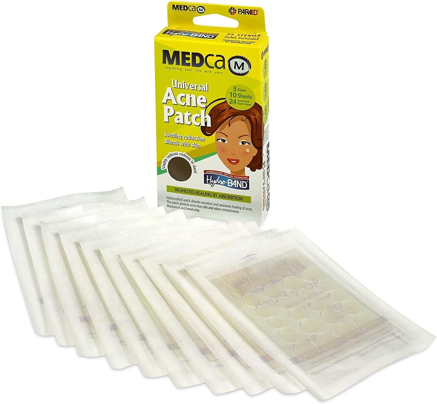 MEDca Acne Pimple Master Patch Absorbing Cover 24 Count Three Sizes 10 Sheets