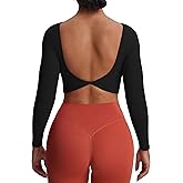 Aoxjox Long Sleeve Crop Tops for Women Emma Twist Back Workout Cropped T Shirt Top