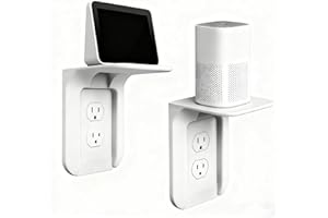 WILAOIYOOU Outlet Shelf, Bathroom Wall Holder with Built-in Cable Management, Wall Organizer for Smart Home Decor Space Saving Electric Toothbrush Use as Echo Holder (2 Pack)
