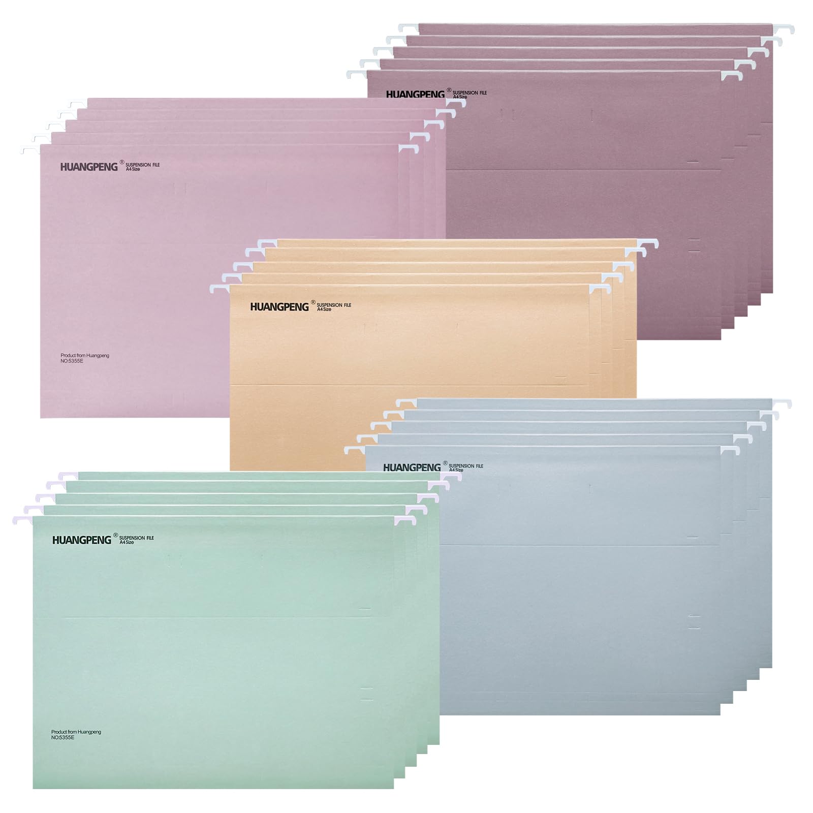 Hotyin A4 Suspension Files - 25 Pack Filing Cabinet Suspension Files with Tabs and Inserts - Morandi Assorted Colours