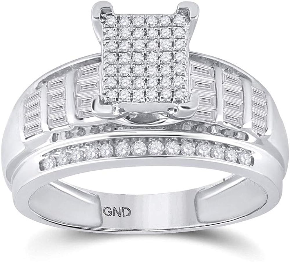 Diamond Solid 925 Sterling Silver Ladies Engagement Ring 5/8 Ctw. (Wide