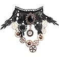 Daimay Choker Nero Collana in Pizzo con Set di bracciali Punk Party Gothic Vintage Handmade Lolita Retro Slave Bracelet Polsino per Le Donne