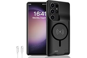 YINGYKJ Battery Case for Galaxy S22 Ultra/S23 Ultra,[12000mAh] Portable Protective Smart Wireless Charging Case Support Carplay Compatible with Galaxy S22 Ultra/Galaxy S23 Ultra Battery Case (Black)