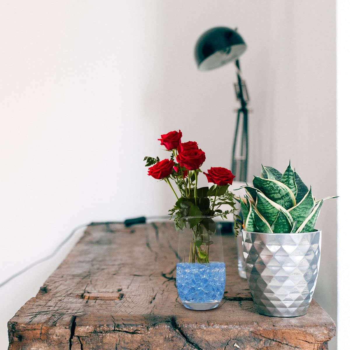 300 Pcs Acrylic Ice Rocks Crystals Gems, Bulk Fake Crystals, Plastic Diamonds for Vase Filler Wedding Decoration Table Scatter Party Arts Crafts Display (Light Blue)