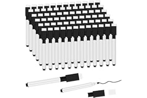 JEFURE 72 Pcs Black Magnetic Dry Erase Markers with Eraser Cap, White Board Mini Dry erase Markers Bulk, Fine Point Tip Student White Board Markers for Teachers Office School Supplies
