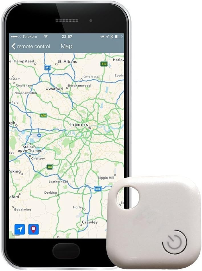Komire Mini Bluetooth Tracker, Smart Key Finder Phone Finder, Wallet Bag Pet Locator Wireless Anti-Lost Tag with App for Android iOS, Supports Remote Control Self-Timer Record (White)