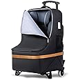 Tonyeee Upgraded Car Seat Travel Bag with Wheels, Car Seat Bags for Air Travel, Car Seat Storage Bag with Foldable Trolley, Padded Car Seats Backpack for Airplane, Airport Gate Check, Black