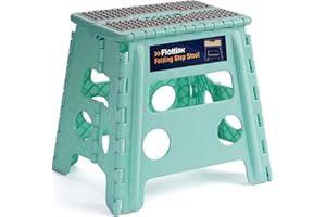 Flottian 13" Folding Step Stool for Adults and Kids Holds Up to 300 lbs,Non-Slip Folding Stools with Handle, Compact Plastic Foldable Step Stool for Bathroom,Bedroom, Kitchen,Teal,1PC
