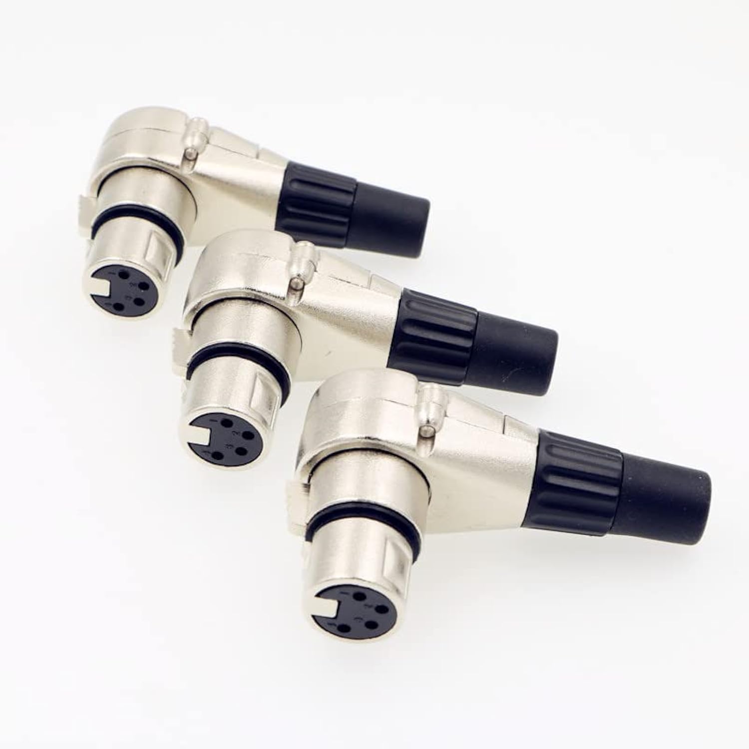 3 pcs Right Angle 90 Degree XLR 4-pin Female Connector for ARRI Monitor DSLR Rig