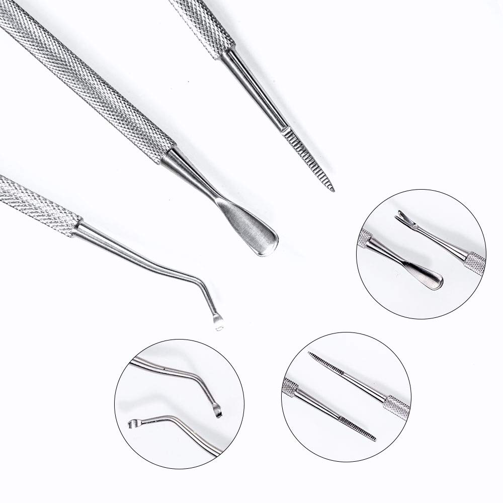 Ingrown Toenail Tool Kit, 3 Pack Stainless Steel Double Sided Pedicure Nail File Lifter Spoon Nail Pusher Cleaner Professional Pedicure Tools: Beauty