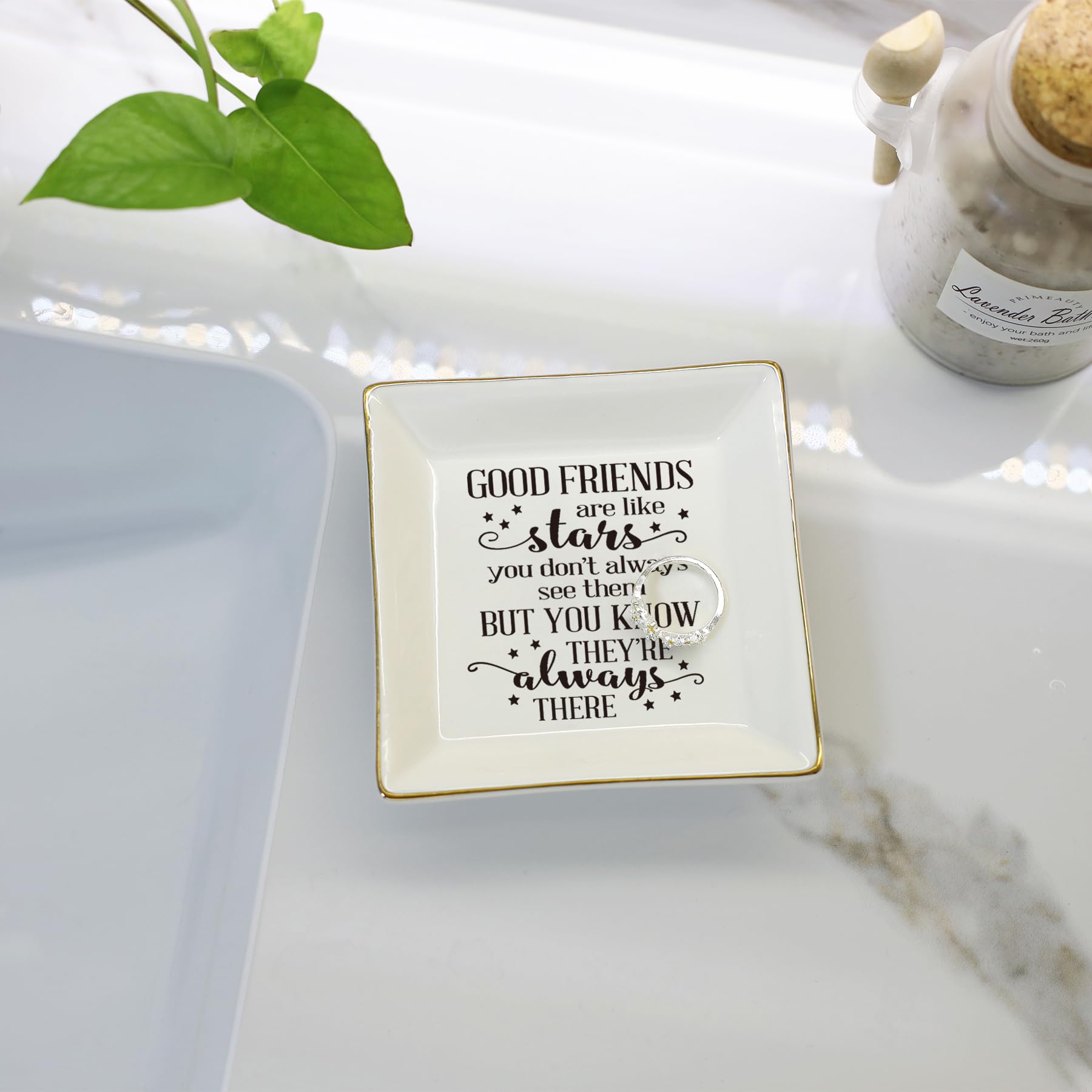 HOME SMILE Ceramic Ring Dish Jewelry Tray for Mom Sister Friends