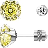 Titanium Stud Earrings, Rose-cut Zirconia Earrings Studs, Hypoallergenic & Nickel Free, Ideal for Sensitive Ears, Everyday Jewelry, Minimalist Elegant Design, Gift Box Included