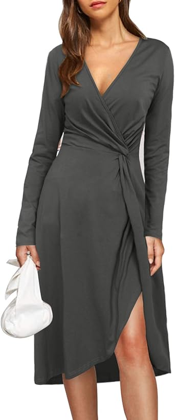 long sleeve wrap party dress