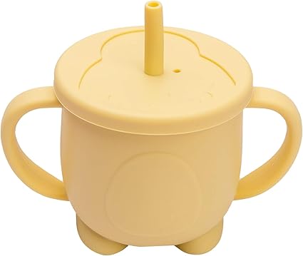 Amazon Wooden Teether ハンドル ふた 付き ストローマグ ベビー用 こぼれない カップ シリコン製 5ml 赤ちゃん用コップ ベビー用食器 贈り物 出産祝い 誕生日プレゼント ギフト 女の子 男の子 6ヵ月から イエロー ベビーマグ ベビー マタニティ 通販