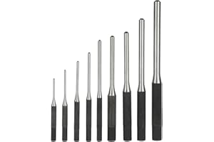 Roll Pin Punch Set, 9PCS Durable Mechanics Punches, Split Pin Punches with Comfort Grip, Professional Pin Punch Tool Kit with