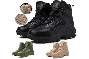 Men'S Military Tactical Work Boots Side Zipper Lightweight Army Combat Boots Durable Outdoor Work Boots Desert Boots Men'S Wa