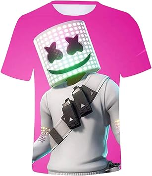 SummerSeed Camisa de malvavisco para niños, Playera Juvenil, Camiseta para Adolescentes Marshmello DJ Smiley Face Electric Music EDM Cool Street Fashion Top: Amazon.es: Deportes y aire libre