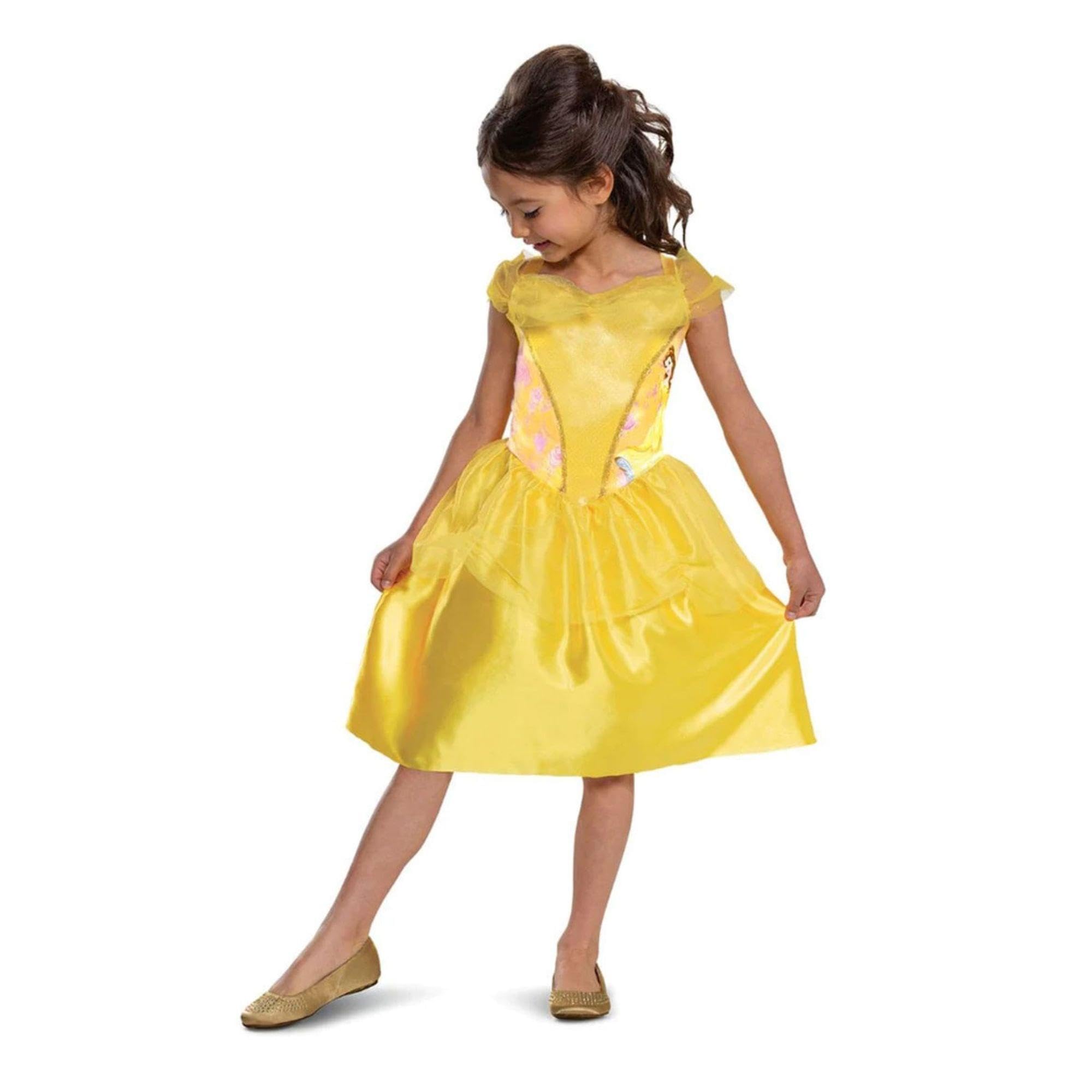 Disney Official Standard Princess Belle Dress Up for Girls, Belle Costume Kids, Beauty and the Beast Costume, Belle Fancy Dress Outfit, World Book Day Costumes for Girls XS