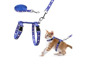 BAEUPPIT Cat Harness and Leash Set Gold Moons Soft Nylon Escape Proof Adjustable for Kittens Small Animals Glow in The Dark(Blue)