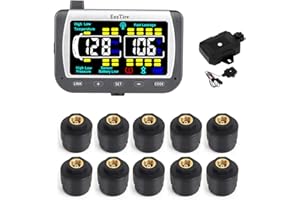 EEZ RV Products EezTire TPMS10ATCB Tire Pressure Monitoring System - Color Monitor + 10 at Sensors + Free Booster System