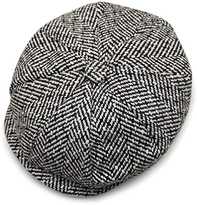 CeXin Men's Newsboy Style 8 Piece Flat Cap Herringbone Wool Hat