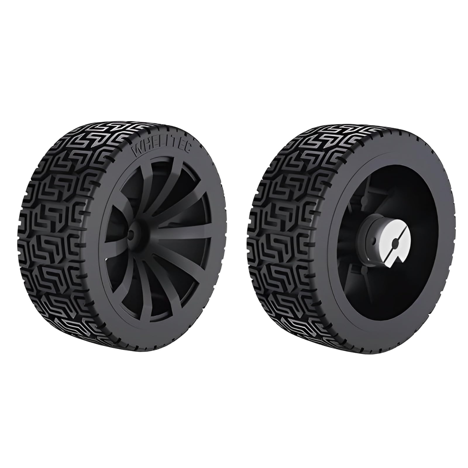 MiJunHD 2PCS 65mm Dia Large Load Bearing Rubber Tyre & 2PCS 3mm Bore Clamping Hexagonal Shaft Coupling Suitable for Remote Controlled RC Smart Car Robot Wheel Tyres