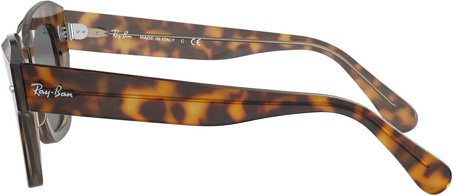 Ray-Ban Women's RB2186 State Street Sunglasses, Havana On Transparent Light/Dark Grey, 49 mm: Shoes