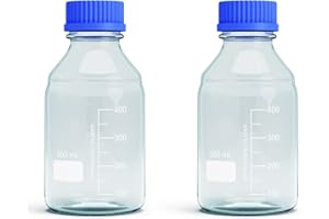 MOREXLAB 500ML Storage Glass Bottles – 2pcs Round Media Storage Bottle – Borosilicate Glass Bottles – Safe Probe Storage Glass Storage Bottles with GL45 Blue Screw Cap (500ml - 2pcs)