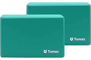 Tumaz Non-Slip Yoga Blocks 2-Pack - High Density/Lightweight EVA Foam & Natural Cork for Stability, Premium Set with E-Book Included