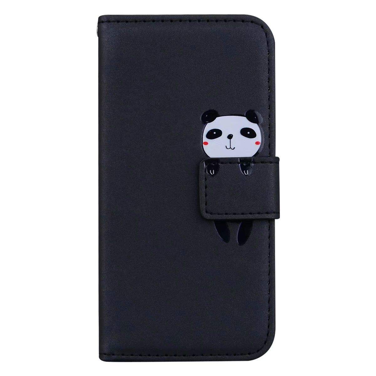 Aisenth Flip Case for Samsung Galaxy A42 5G Case with Card Holder - Slim Shockproof PU Leather Stand Magnetic Wallet Case for Women Protective Cover with Cute Cartoon Animal Panda Pattern, Black