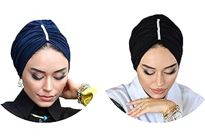 Jeweled Dubai-Turbans for Women-Hijab for Women|Hair Wraps-Chemo-Cancer Head Wraps|Hijab Undercap-Instant Hijab-Hijab Cap-