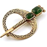 Bronze Green Agate Celtic Knot Tara Brooch and Pins Norse Nordic Vintage Thailand Made Jewelry (Brooch V.2)