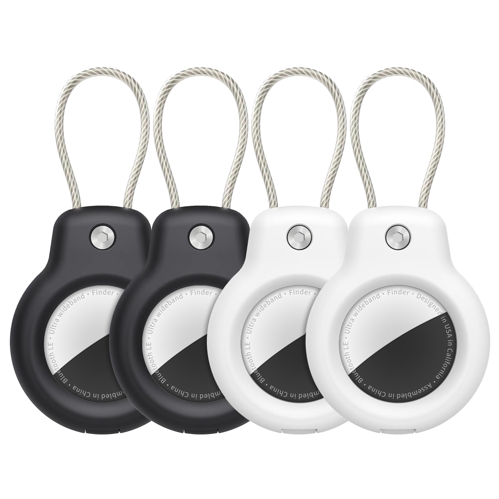 SPGUARD Compatible with Apple AirTag Secure Holder With Wire Cable,Air Tag Lock Case Keychain Key Ring Key Chain Luggage tag For Keys, Luggage & More(Air Tag 1st/2nd Generation)