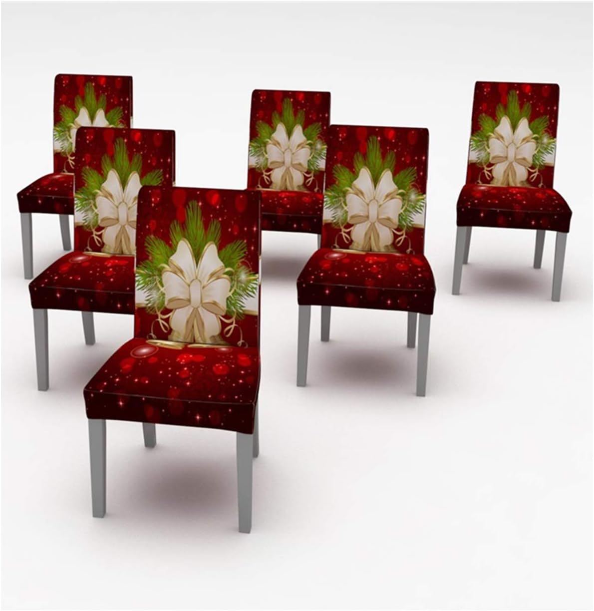 Muuyi Chair Cover Stretch Chairs Slipcovers Seat Slipcover Christmas Furniture Protector for Dining Room Ceremony Hotel , ChrismasBell - 4Pack: Kitchen & Dining