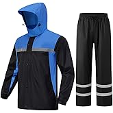ProHydra Mens Rain Suits with Air Vents Reflective Waterproof Rain Gear Breathable Jacket Pants for Work Golf Fishing Hiking