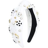 Casoty White Soccer Headband for Women, Sports Knot Hairbands, Non Slip Soccer Knotted Headband for Women Girls, Game Day Sports Hair Accessories for Daily Wear