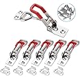 E-TING 6-Pack 4001 330Lbs Holding Capacity Adjustable Toggle Latch Clamp Smoker Latch Clamps 150Kg Quick Release Pull Latch +24 Screws for Various Tool Box
