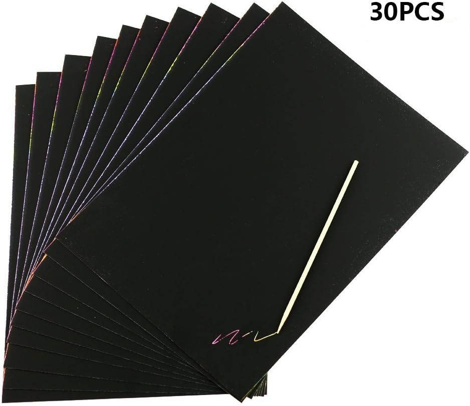 30 Rainbow Scratch Sketch Papers Rainbow Scratch With Three Wood Stylus Toolsuse Your Imagination And Act Boldlydisplay All Kinds Of Diy Works By