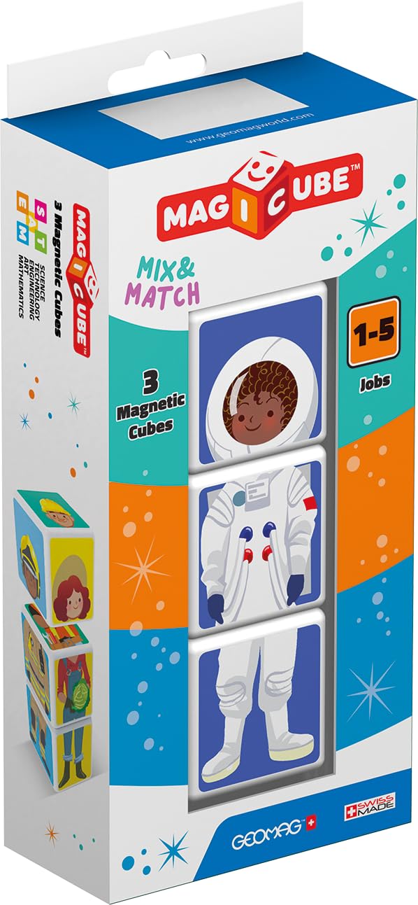 Geomag Stacking Cubes, Professions, Magnetic Construction Blocks, For Ages 1-5 Years