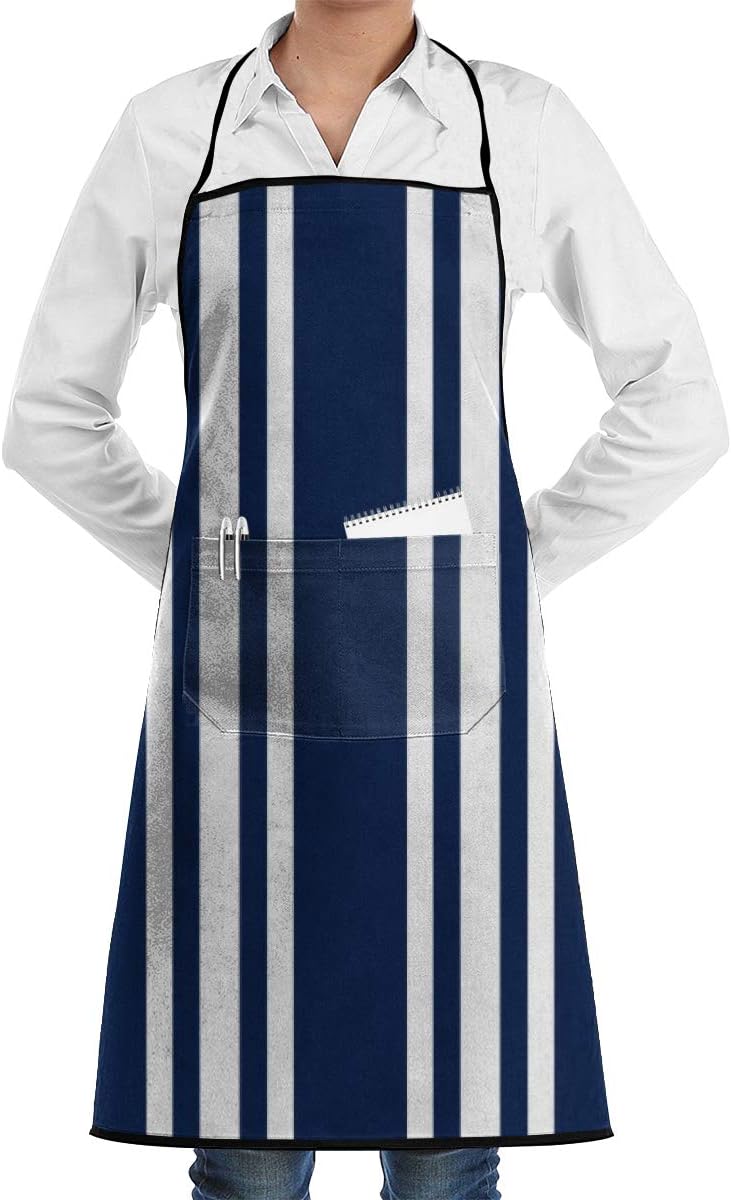 Yunilya Navy Blue Striped Nautical Grill Aprons Kitchen Chef Bib Funny Aprons for Barbecue Grill Kitchen Gift Ideas