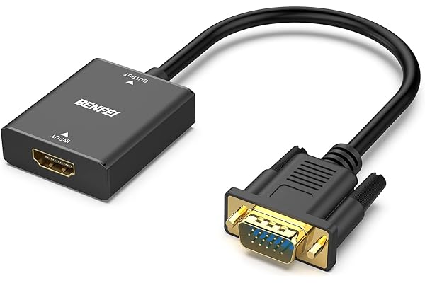 BENFEI HDMI to VGA, Uni-Directional HDMI (Source) to VGA (Display) Adapter (Female to Male) with 3.5mm Audio Jack Compatible