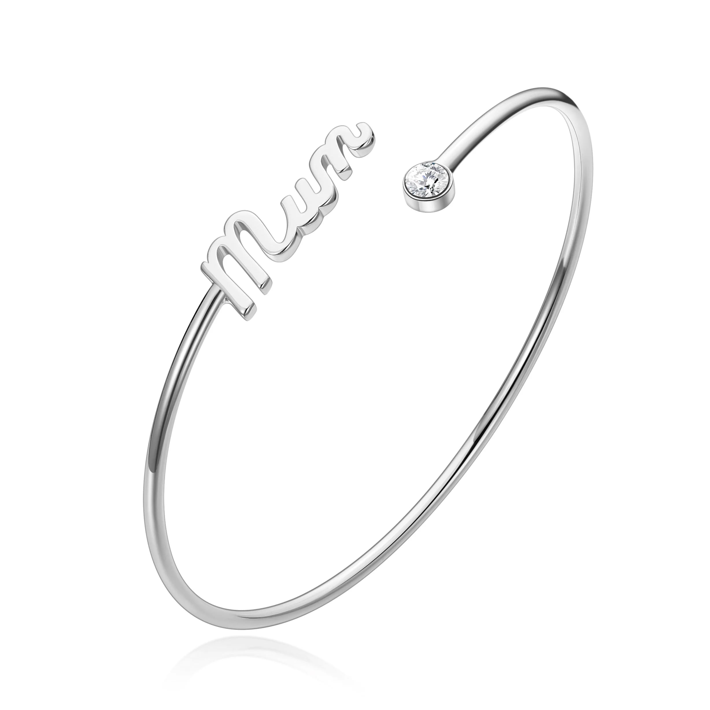 Philip Jones Silver Plated Mum Cuff Bangle Created with Zircondia® Crystals